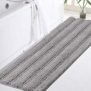 Non Slip Extra Thick Chenille Striped Bath Rug Luxury