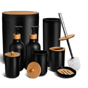 Complete 6-Piece Set Matte Black Bathroom Accessory Set