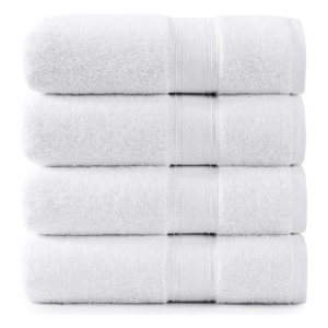 White Towels Set of 4 (28" x 54") - 100% Cotton