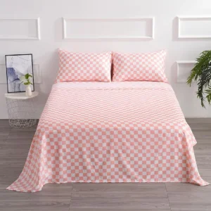 Full Size 4-Piece Checkerboard Microfiber Bed Sheet Set